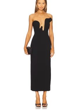Bardot Black Strapless Midi Dress